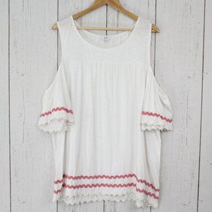 Crown & Ivy White Cold Shoulder Top